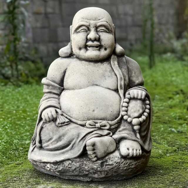 Massive Relaxing Buddha Figurine Concrete Laughing Statue Japanese Decoration Lawn Sculpture Zen Garden Ornament Lover Gift - image 1