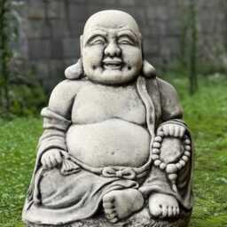 Massive Relaxing Buddha Figurine Concrete Laughing Statue Japanese Decoration Lawn Sculpture Zen Garden Ornament Lover Gift - thumbnail 3