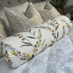 "Embroidered Leaf Trail Decorative Bolster Cushion 16"" X 6"