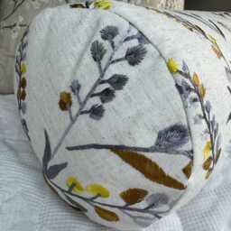 "Embroidered Leaf Trail Decorative Bolster Cushion 16"" X 6" - thumbnail 2