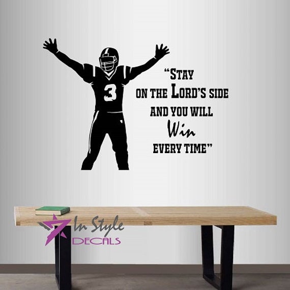 In-Style Decals Wall Vinyl Decal Home Decor Art Sticker Football Player Stay On Lord's Side & You Will Win Quote Sports Boys Design 1615 - image 1
