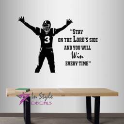 In-Style Decals Wall Vinyl Decal Home Decor Art Sticker Football Player Stay On Lord's Side & You Will Win Quote Sports Boys Design 1615 - thumbnail 1
