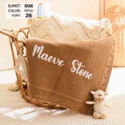 Personalized Cotton Baby Blanket, Embroidered Name, Shower Gift - thumbnail 1