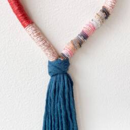 Macrame Rope Knot Wall Art For Boho Decor, Contemporary Knotted Loop Hanging, Wrapped Tassel Mural Ornament - thumbnail 4