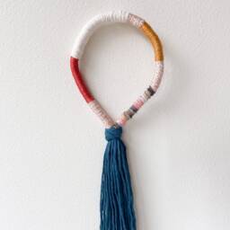 Macrame Rope Knot Wall Art For Boho Decor, Contemporary Knotted Loop Hanging, Wrapped Tassel Mural Ornament - thumbnail 3