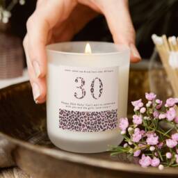30Th Birthday Leopard Print Candle, Personalised Gift - thumbnail 1