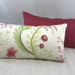 Floral Printed Linen From My Secret Garden Cushion Collection, The Bolster Shape With Inserts - thumbnail 3