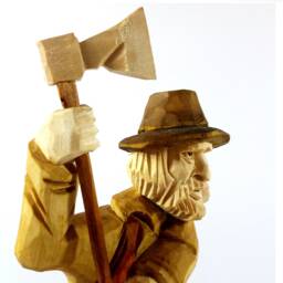 Lumberman Sculpture, Hand Wood Sculpture, Vintage Carving, Carving Wood, Wooden Sculpture, Wood Home Decoration, Wood Art, Vintage Sculptures - thumbnail 1
