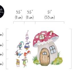 Gnomes Wall Decal, Mushroom House Sticker, Fairytale Removable Fantasy Decals For Kids, Peel & Stick #1W - thumbnail 2