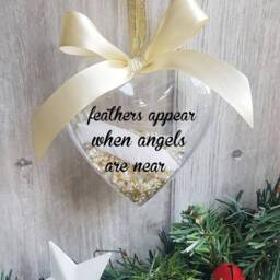 Fathers Day Memorial, Remembering Dad, Memorial Gift, Bauble, Remembrance Feathers Appear When Angels Are Near, in Memory Of - thumbnail 2