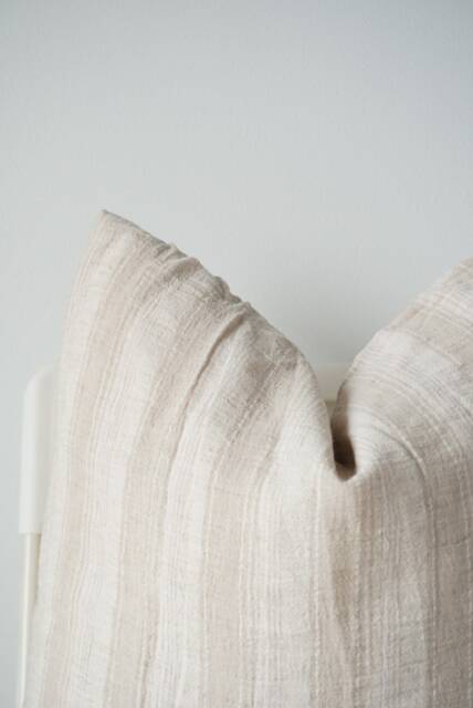 Hmong Batik Pillow Cover Neutral Striped Ethnic Textile - image 1