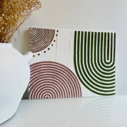 Sun Textured Rainbow Wall Art, Arch Abstract Plaster Painting, Minimalist Neutral Living Room Canvas, Midcentury Modern Art, Gift - thumbnail 3