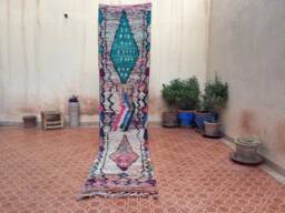 Geometric Morocco Wool Runner Rug Handknotted Hallway Rug - 2.1 X 9.8 Ft - thumbnail 1