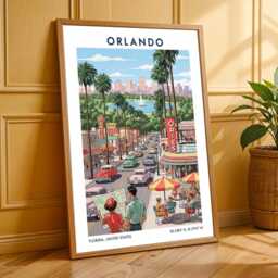 1950S Orlando Travel Poster Retro Mid-Century Illustration - thumbnail 3