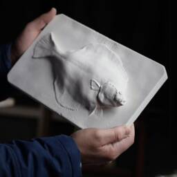 Plaice Fish Plaster Cast, Brucciani Victorian Sculpture Copy, Fishing Wall Art - thumbnail 3