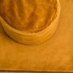 Meditation Zafu & Zabuton Set - Luxury Velvet Yellow Round Floor Pillow & Futon Organic Buckwheat Hulls Yoga Room Decor - thumbnail 3