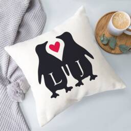 Penguin Couple Cushion - Cushion, Anniversary Gift, Wedding Gift For A Couple, Cushion, Themed Gift, Penguins - thumbnail 2