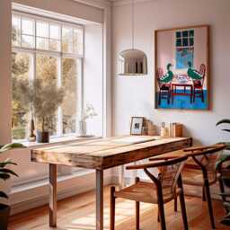 Green Duck Poster - Ducks At Dining Table Art Print Pink Interior Animal - thumbnail 2