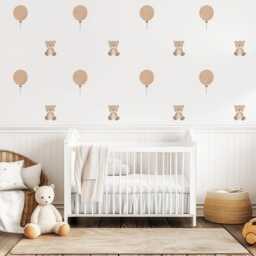 Teddy Bear Wall Stickers Neutral Nursery Decor Balloon Decals Baby Room Kids Bedroom Art - thumbnail 3