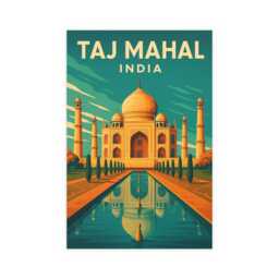 Taj Mahal India Travel Poster - Retro Mughal Architecture Art Print - thumbnail 2