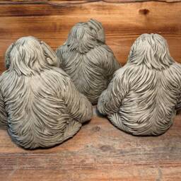 stone Garden Set Of 3 Large Hear, See, Speak Orangutan Monkey Concrete Ornament - thumbnail 3