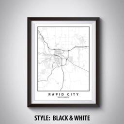 Rapid City Sd Map Art Print Vintage Style Office Decor - thumbnail 2