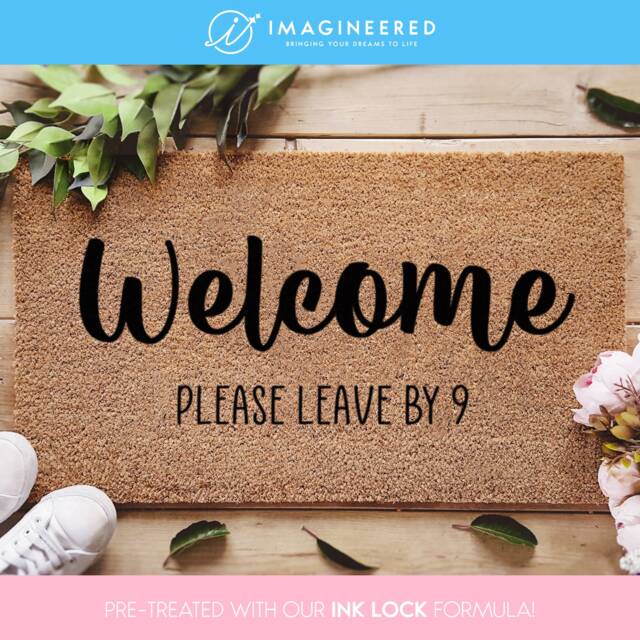 Funny Welcome Doormat - Please Leave By 9 Gift Gifts For Him Her Home Decor Porch Personalised - image 1