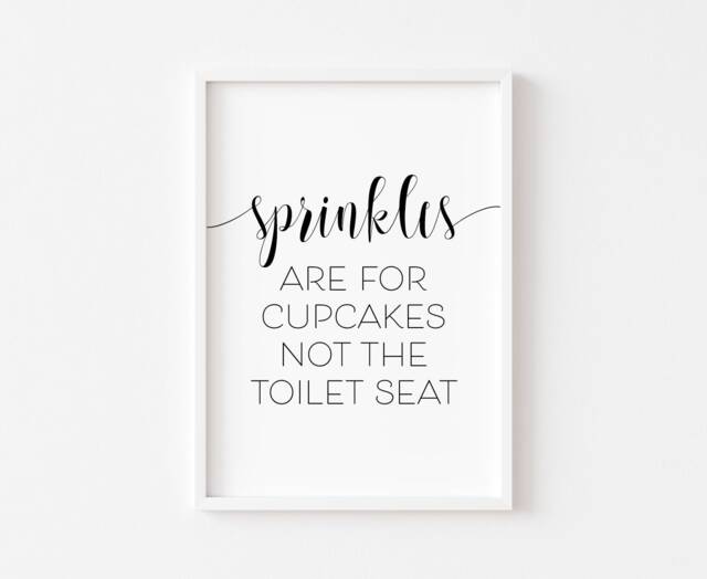 Sprinkles Cupcake Toilet Print - Bathroom Prints Sign Rude Funny Wall Art Decor Home