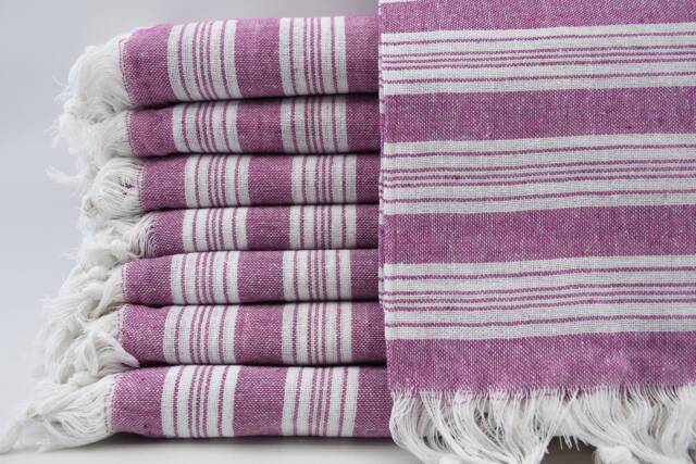 "Purple Striped Towel, Turkish Pehtemal, Turkish Towel, Wholesale Towel, Bridesmaid Gift Towel, Thin Towel, 32""x65" - image 1