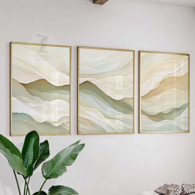 Set Of 3 Neutral Abstract Prints, Minimalist Wall Art, Beige Poster Set, Home Decor, Bedroom Living Room Art - image 1