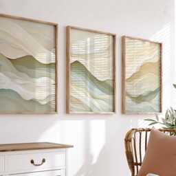 Set Of 3 Neutral Abstract Prints, Minimalist Wall Art, Beige Poster Set, Home Decor, Bedroom Living Room Art - thumbnail 2