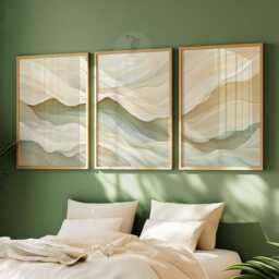 Set Of 3 Neutral Abstract Prints, Minimalist Wall Art, Beige Poster Set, Home Decor, Bedroom Living Room Art - thumbnail 3