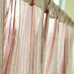 striped Cotton Linen Blend Valance, Cafe Curtains, Small Size Kitchen Curtains Set Of Two Panels - thumbnail 3