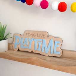 Long Live Playtime Children's Room Sign, Wooden Kids Bedroom Wall Art - thumbnail 3
