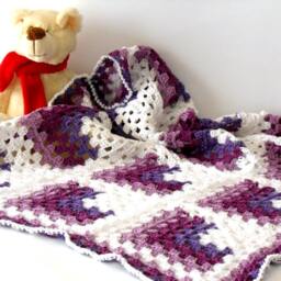 Vegan Crochet Baby Blanket, Pram Shower Afghan, 100% Cotton Granny Square Blanket By Cosediisa - thumbnail 2