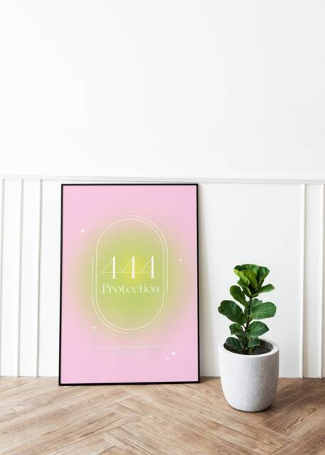 Angel Number 444 Protection Print Spiritual Aura Decor - image 1