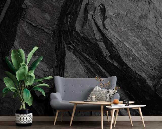 Black Gray Rrock Stone Wall Mural Bedroom Decor Sticker Customizable Rock Wallpaper Removable Wall Decals Living Roomwall Papers - image 1