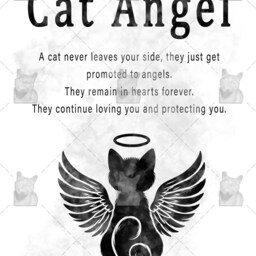 Cat Angel Art Print, Cat Loss Memorial, With Sympathy Gift, Pet Loss, Black Memorial Print - thumbnail 2