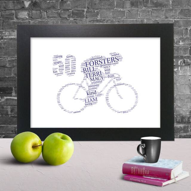 Personalised Bike 50Th Word Art Print