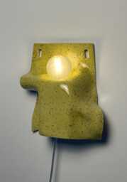 Handmade Yellow Ceramic Wall Sconce, Modern Plug-In Accent Light, Sculptural Designer Lamp - thumbnail 1