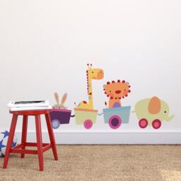 Fabric Animal Toy Train Wall Sticker - Repositionable Decal Peel & Stick - thumbnail 1