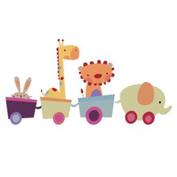 Fabric Animal Toy Train Wall Sticker - Repositionable Decal Peel & Stick - thumbnail 2