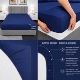 Fitted Sheet Poly Cotton Plain Dyed Elasticated Bed Sheets Non Iron Luxury Combed Available Single. Double, King, Super King - thumbnail 3