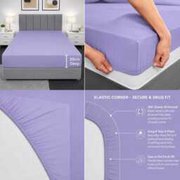 Fitted Sheet Poly Cotton Plain Dyed Elasticated Bed Sheets Non Iron Luxury Combed Available Single. Double, King, Super King - thumbnail 4