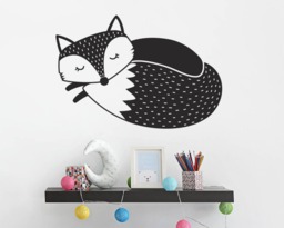 Fox Wall Decal - Sleepy Nursery Decal, Woodland Sticker, Cute Vinyl - thumbnail 1