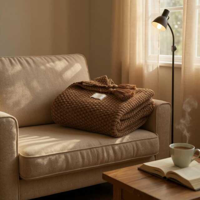 Waffle Weave Soft Cotton Throw Blanket, Lightweight Cozy Knit Breathable Sofa Minimalist Bed Throw, Modern Home Decor Gift - image 1