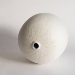 White Matte Sculptural Ceramic Vase Hand-Built Stoneware Art Object Wabi Sabi Japandi Minimalist Vessel - thumbnail 3