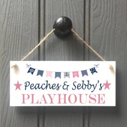 Personalised Nautical Navy Pink Playhouse Sign/Kids Sign/ Spiel Haus/ Playroom Signs// - thumbnail 1