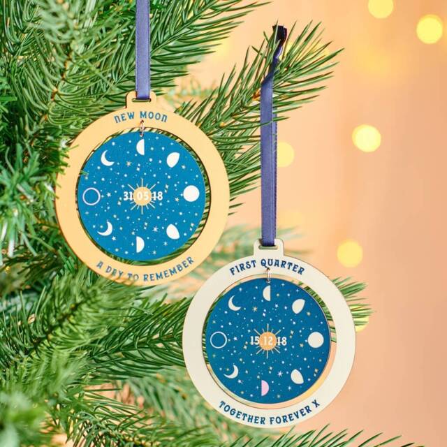 Personalised Moon Phase Christmas Tree Decoration - image 1