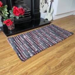 Grey Crochet Rug, Rectangular Handmade Washable Rug For Living Room Or Bedroom - thumbnail 2